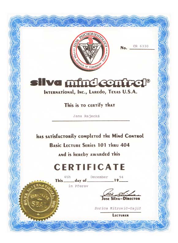 certifikát Silvova metoda, Jana Arkana